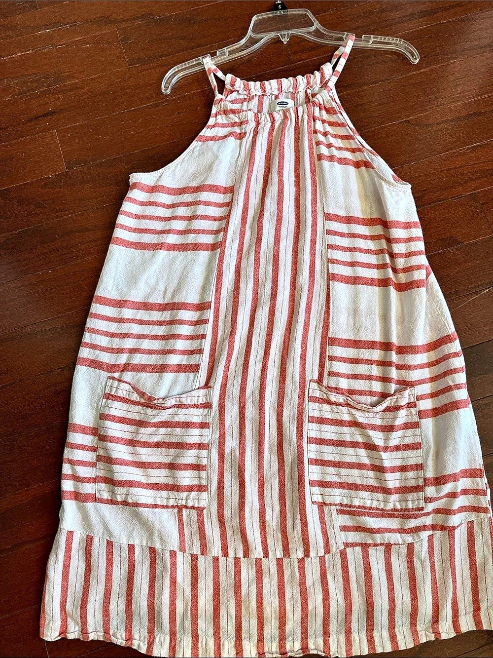 Old Navy Striped Cotton Maxi Dress in White & Red Size Large